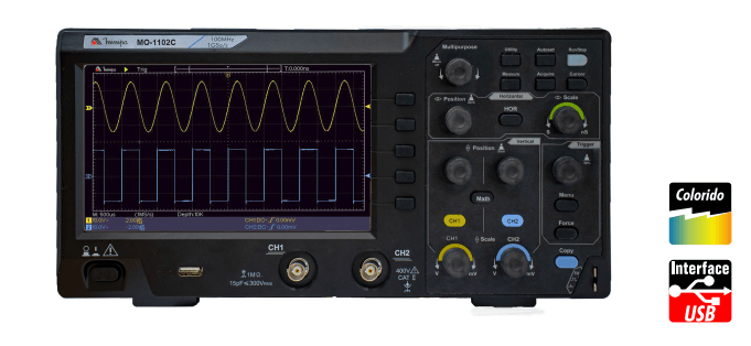 MO-1102C - Osciloscópio Digital 100MHz Display de 7" Colorido MO-1102C MINIPA