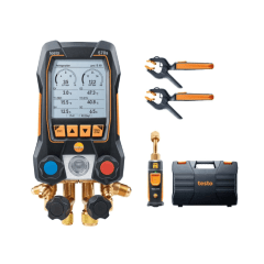 testo 570s - kit smart vácuo - Manifold digital inteligente com sondas de vácuo e temperatura sem fio com pinça, com Mangueiras - 0564 5703